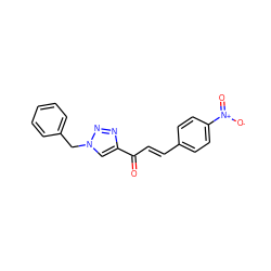 O=C(/C=C/c1ccc([N+](=O)[O-])cc1)c1cn(Cc2ccccc2)nn1 ZINC000141180411