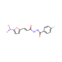 O=C(/C=C/c1ccc([N+](=O)[O-])o1)NNC(=O)c1ccc(F)cc1 ZINC000000370533