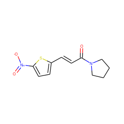 O=C(/C=C/c1ccc([N+](=O)[O-])s1)N1CCCC1 ZINC000004078819