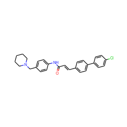 O=C(/C=C/c1ccc(-c2ccc(Cl)cc2)cc1)Nc1ccc(CN2CCCCC2)cc1 ZINC000136114738