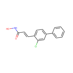 O=C(/C=C/c1ccc(-c2ccccc2)cc1Cl)NO ZINC000084759189