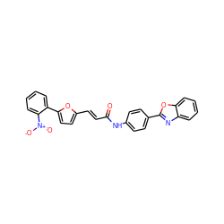 O=C(/C=C/c1ccc(-c2ccccc2[N+](=O)[O-])o1)Nc1ccc(-c2nc3ccccc3o2)cc1 ZINC000015723528