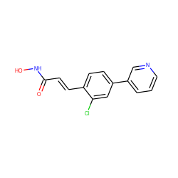 O=C(/C=C/c1ccc(-c2cccnc2)cc1Cl)NO ZINC000084671520