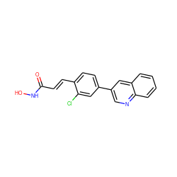 O=C(/C=C/c1ccc(-c2cnc3ccccc3c2)cc1Cl)NO ZINC000084654229