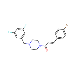 O=C(/C=C/c1ccc(Br)cc1)N1CCN(Cc2cc(F)cc(F)c2)CC1 ZINC000215282434