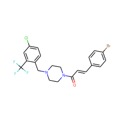 O=C(/C=C/c1ccc(Br)cc1)N1CCN(Cc2ccc(Cl)cc2C(F)(F)F)CC1 ZINC000215284156