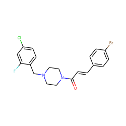 O=C(/C=C/c1ccc(Br)cc1)N1CCN(Cc2ccc(Cl)cc2F)CC1 ZINC000215283832