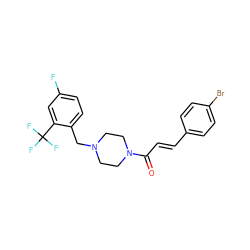 O=C(/C=C/c1ccc(Br)cc1)N1CCN(Cc2ccc(F)cc2C(F)(F)F)CC1 ZINC000215282507