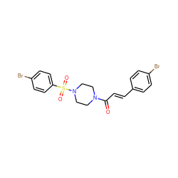 O=C(/C=C/c1ccc(Br)cc1)N1CCN(S(=O)(=O)c2ccc(Br)cc2)CC1 ZINC000206371665