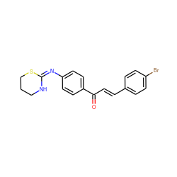 O=C(/C=C/c1ccc(Br)cc1)c1ccc(/N=C2\NCCCS2)cc1 ZINC000005131165