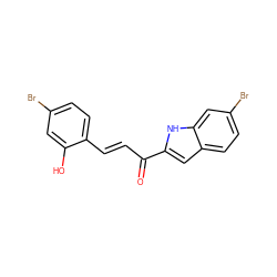 O=C(/C=C/c1ccc(Br)cc1O)c1cc2ccc(Br)cc2[nH]1 ZINC001772593210