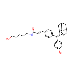 O=C(/C=C/c1ccc(C(=C2C3CC4CC(C3)CC2C4)c2ccc(O)cc2)cc1)NCCCCCO ZINC001772625068