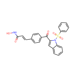 O=C(/C=C/c1ccc(C(=O)c2cc3ccccc3n2S(=O)(=O)c2ccccc2)cc1)NO ZINC000028713101