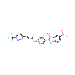 O=C(/C=C/c1ccc(C(F)(F)F)nc1)Nc1ccc(-c2nc3ccc([N+](=O)[O-])cc3n2O)cc1 ZINC000049037237