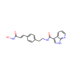 O=C(/C=C/c1ccc(CCNC(=O)c2c[nH]c3ncccc23)cc1)NO ZINC001772635747