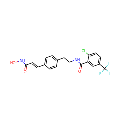 O=C(/C=C/c1ccc(CCNC(=O)c2cc(C(F)(F)F)ccc2Cl)cc1)NO ZINC001772616005