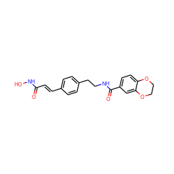 O=C(/C=C/c1ccc(CCNC(=O)c2ccc3c(c2)OCCO3)cc1)NO ZINC001772570879