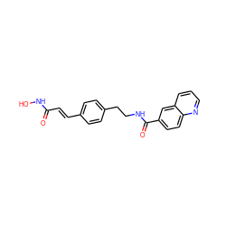 O=C(/C=C/c1ccc(CCNC(=O)c2ccc3ncccc3c2)cc1)NO ZINC001772656339