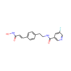 O=C(/C=C/c1ccc(CCNC(=O)c2cncc(F)c2)cc1)NO ZINC001772656334