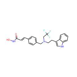 O=C(/C=C/c1ccc(CN(CCc2c[nH]c3ccccc23)CC(F)(F)F)cc1)NO ZINC000072116278