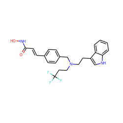 O=C(/C=C/c1ccc(CN(CCc2c[nH]c3ccccc23)CCC(F)(F)F)cc1)NO ZINC000072113531