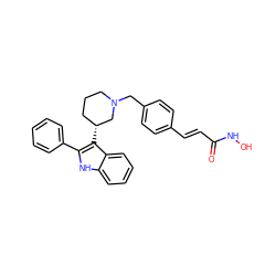 O=C(/C=C/c1ccc(CN2CCC[C@@H](c3c(-c4ccccc4)[nH]c4ccccc34)C2)cc1)NO ZINC000049112448