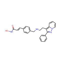 O=C(/C=C/c1ccc(CNCCc2c(-c3ccccc3)nn3ccccc23)cc1)NO ZINC000072114735