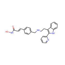 O=C(/C=C/c1ccc(CNCCc2c(-c3ccccn3)[nH]c3ccccc23)cc1)NO ZINC000072113743