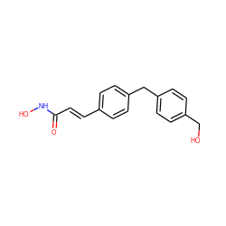 O=C(/C=C/c1ccc(Cc2ccc(CO)cc2)cc1)NO ZINC000103208189