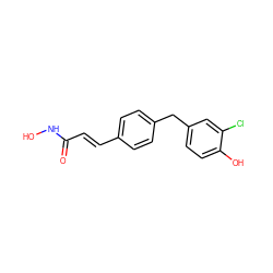 O=C(/C=C/c1ccc(Cc2ccc(O)c(Cl)c2)cc1)NO ZINC000103208191