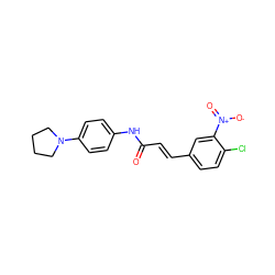 O=C(/C=C/c1ccc(Cl)c([N+](=O)[O-])c1)Nc1ccc(N2CCCC2)cc1 ZINC000001164868