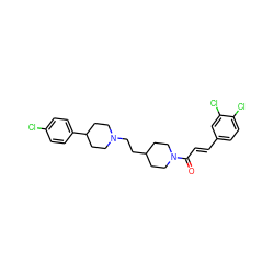 O=C(/C=C/c1ccc(Cl)c(Cl)c1)N1CCC(CCN2CCC(c3ccc(Cl)cc3)CC2)CC1 ZINC000028957842