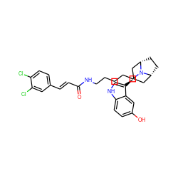 O=C(/C=C/c1ccc(Cl)c(Cl)c1)NCCCCCN1[C@H]2CC[C@@H]1C[C@@H](c1c[nH]c3ccc(O)cc13)C2 ZINC000253708457