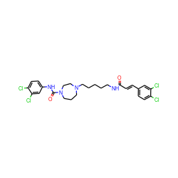 O=C(/C=C/c1ccc(Cl)c(Cl)c1)NCCCCCN1CCCN(C(=O)Nc2ccc(Cl)c(Cl)c2)CC1 ZINC000036177576