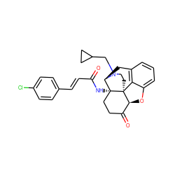 O=C(/C=C/c1ccc(Cl)cc1)N[C@@]12CCC(=O)[C@@H]3Oc4cccc5c4[C@@]31CCN(CC1CC1)[C@@H]2C5 ZINC000013813143