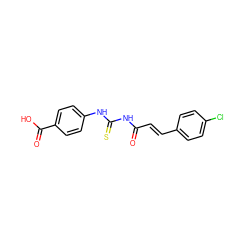 O=C(/C=C/c1ccc(Cl)cc1)NC(=S)Nc1ccc(C(=O)O)cc1 ZINC000001160404