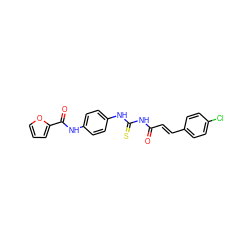 O=C(/C=C/c1ccc(Cl)cc1)NC(=S)Nc1ccc(NC(=O)c2ccco2)cc1 ZINC000001181280