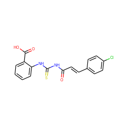 O=C(/C=C/c1ccc(Cl)cc1)NC(=S)Nc1ccccc1C(=O)O ZINC000002222014