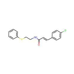 O=C(/C=C/c1ccc(Cl)cc1)NCCSc1ccccc1 ZINC000002812576