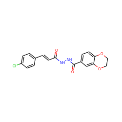 O=C(/C=C/c1ccc(Cl)cc1)NNC(=O)c1ccc2c(c1)OCCO2 ZINC000011005731