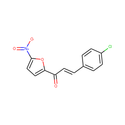 O=C(/C=C/c1ccc(Cl)cc1)c1ccc([N+](=O)[O-])o1 ZINC000005428963