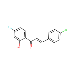 O=C(/C=C/c1ccc(Cl)cc1)c1ccc(F)cc1O ZINC000040952107