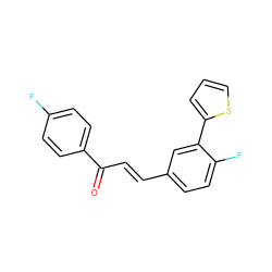 O=C(/C=C/c1ccc(F)c(-c2cccs2)c1)c1ccc(F)cc1 ZINC000029317899