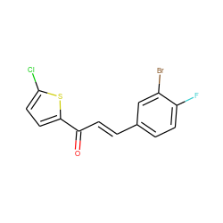 O=C(/C=C/c1ccc(F)c(Br)c1)c1ccc(Cl)s1 ZINC000653760084