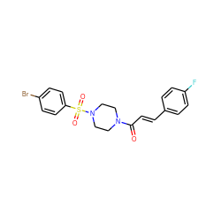 O=C(/C=C/c1ccc(F)cc1)N1CCN(S(=O)(=O)c2ccc(Br)cc2)CC1 ZINC000015928045