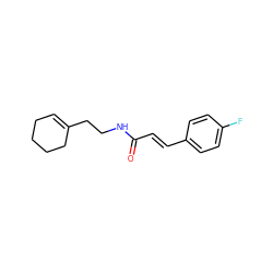 O=C(/C=C/c1ccc(F)cc1)NCCC1=CCCCC1 ZINC000000106276