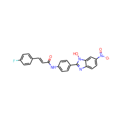 O=C(/C=C/c1ccc(F)cc1)Nc1ccc(-c2nc3ccc([N+](=O)[O-])cc3n2O)cc1 ZINC000034642201