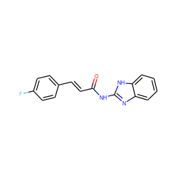 O=C(/C=C/c1ccc(F)cc1)Nc1nc2ccccc2[nH]1 ZINC000000475991