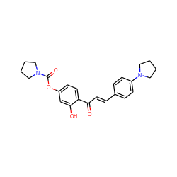 O=C(/C=C/c1ccc(N2CCCC2)cc1)c1ccc(OC(=O)N2CCCC2)cc1O ZINC001772636298