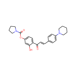 O=C(/C=C/c1ccc(N2CCCCC2)cc1)c1ccc(OC(=O)N2CCCC2)cc1O ZINC001772595805